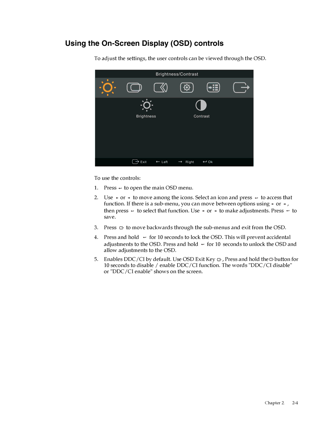 Lenovo L2062 manual Using the On-Screen Display OSD controls 