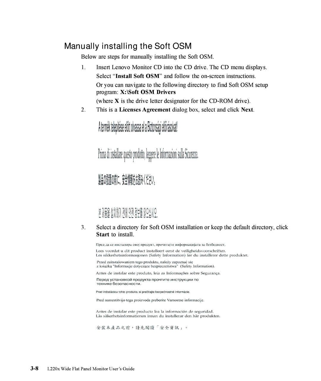 Lenovo L220x manual Manually installing the Soft OSM 