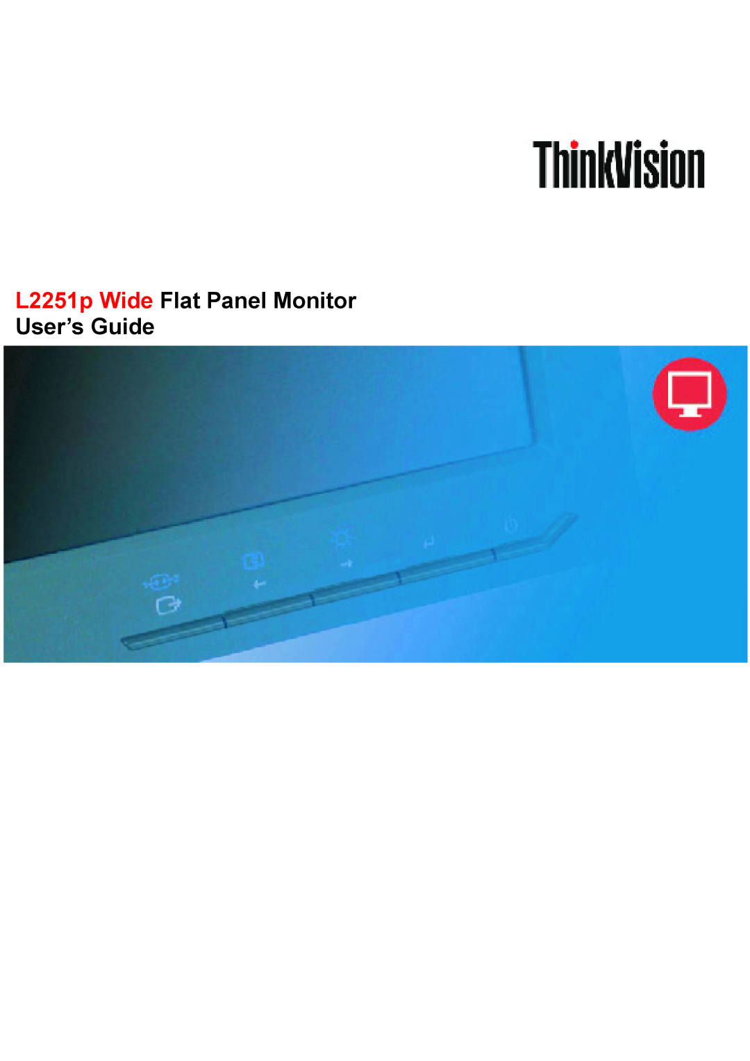 Lenovo manual L2251p Wide Flat Panel Monitor User’s Guide 