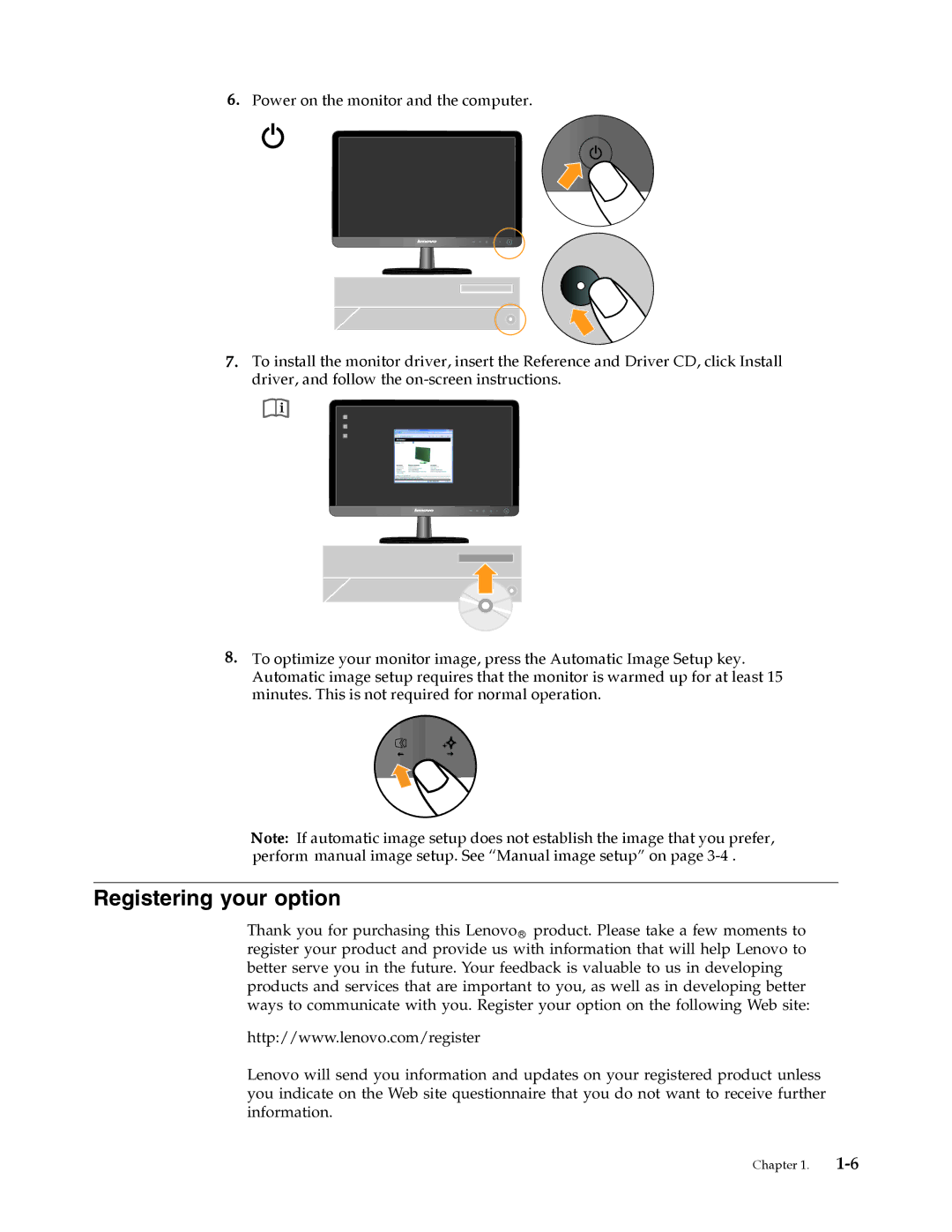 Lenovo L2262 manual Registering your option 