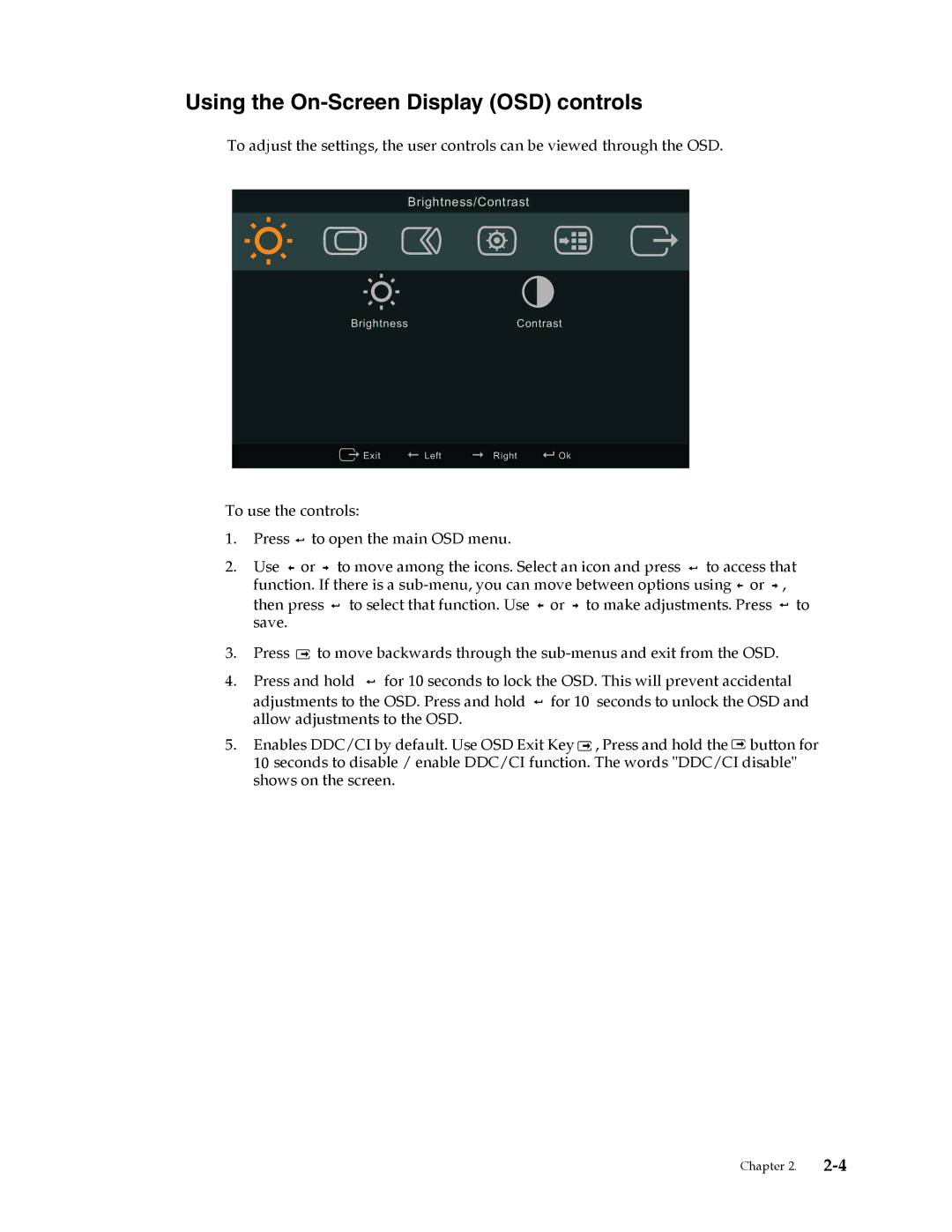 Lenovo L2262 manual Using the On-Screen Display OSD controls 