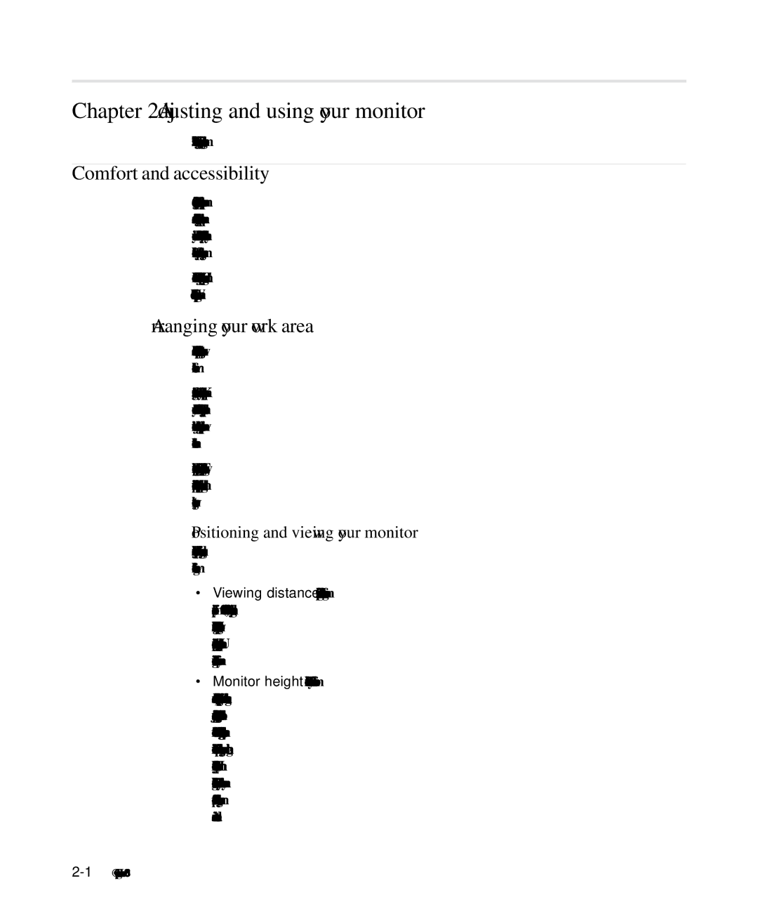 Lenovo L2440p, 4420HB2 manual Adjusting and using your monitor, Comfort and accessibility, Arranging your work area 