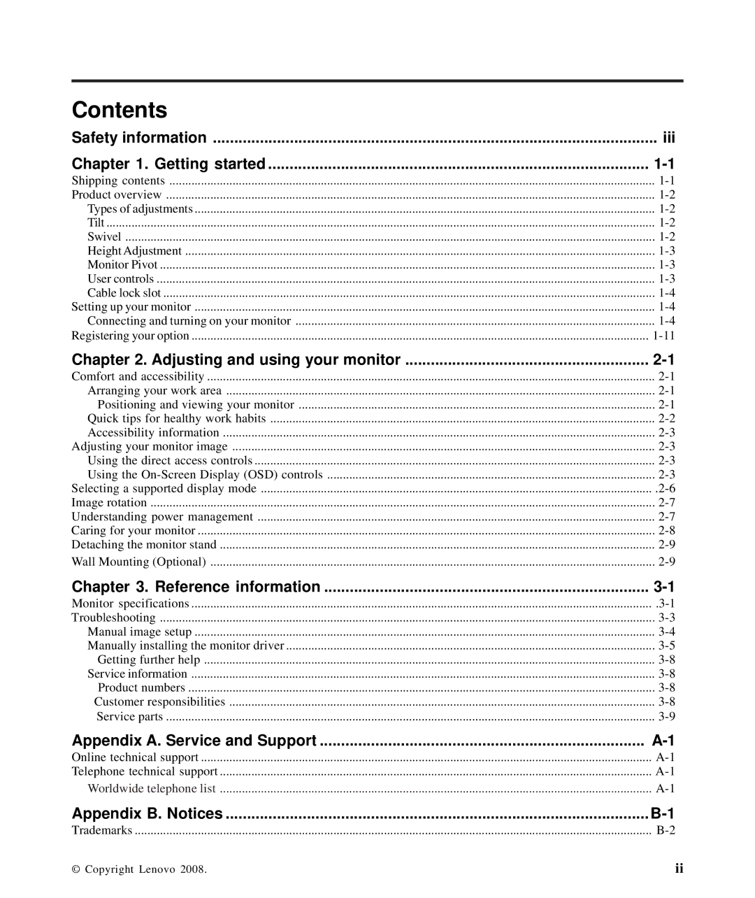 Lenovo 4420HB2, L2440p manual Contents 