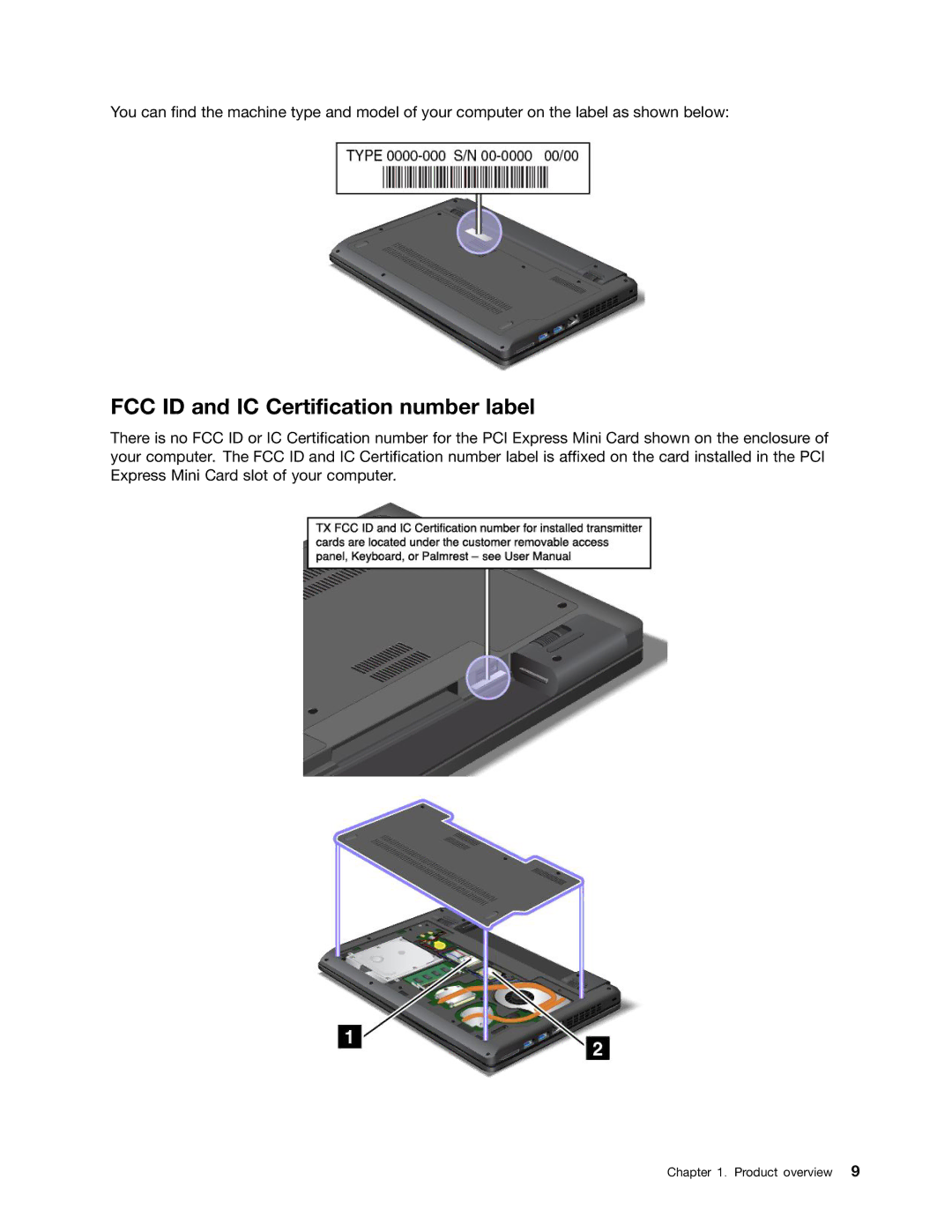 Lenovo L330 manual FCC ID and IC Certification number label 