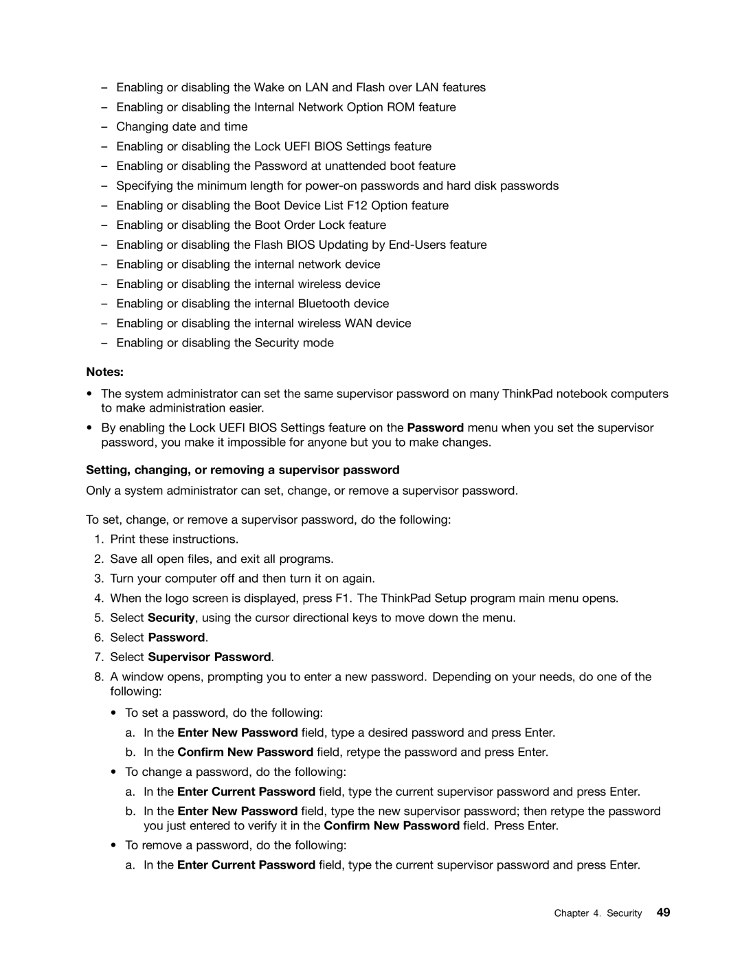 Lenovo L330 manual Setting, changing, or removing a supervisor password, Select Supervisor Password 