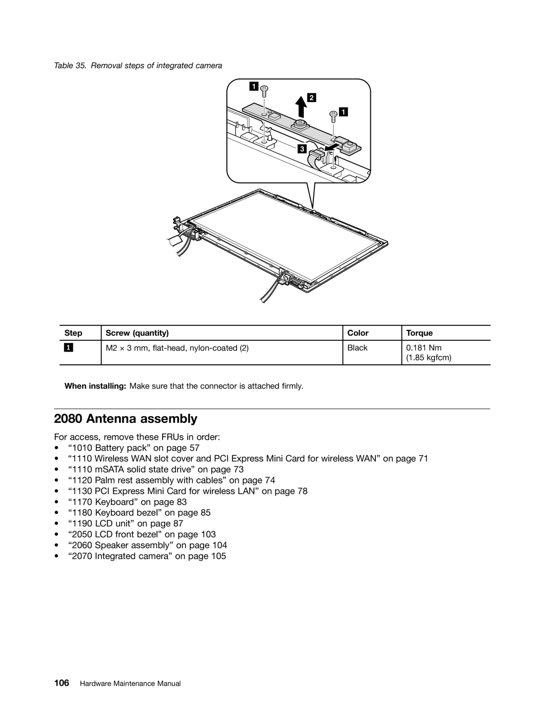 Lenovo L520, L421, L420 manual Antenna assembly 