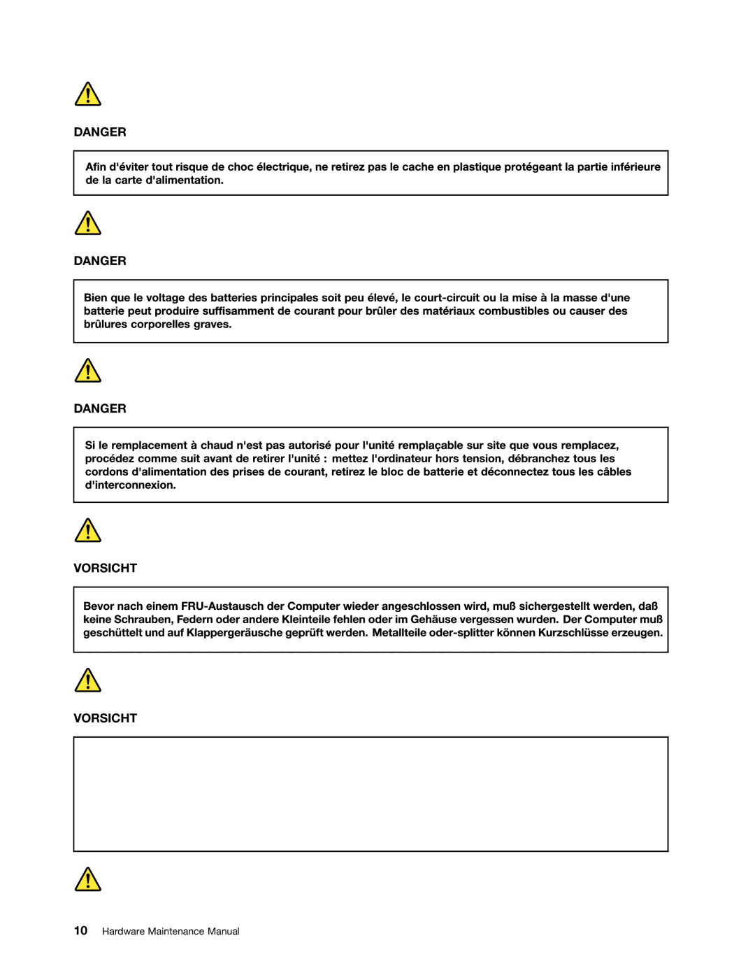 Lenovo L520, L421, L420 manual Vorsicht 