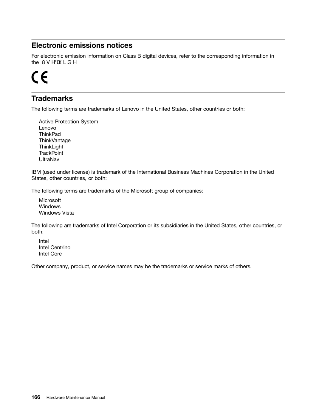 Lenovo L520, L421, L420 manual Electronic emissions notices, Trademarks 