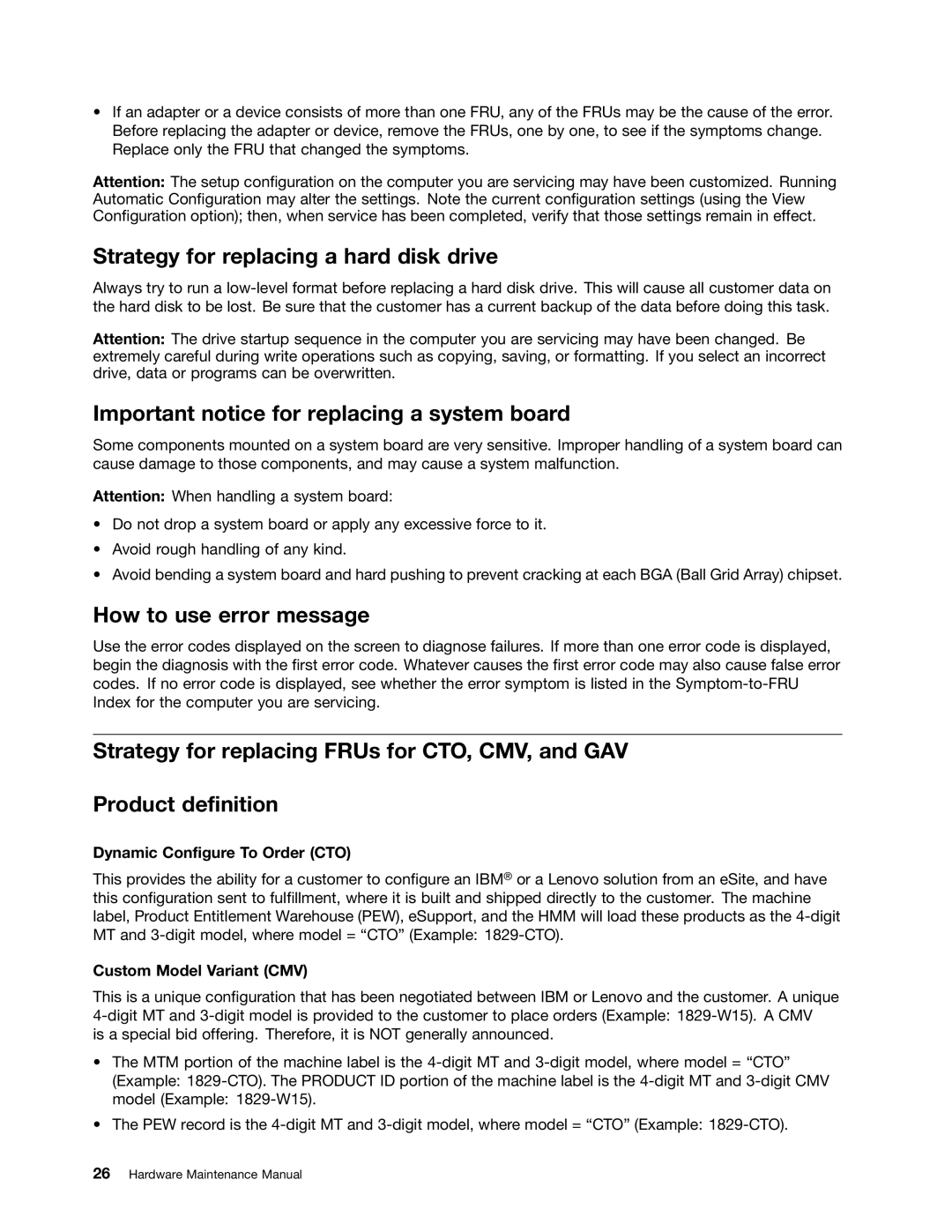 Lenovo L420, L421, L520 manual Strategy for replacing a hard disk drive, Important notice for replacing a system board 