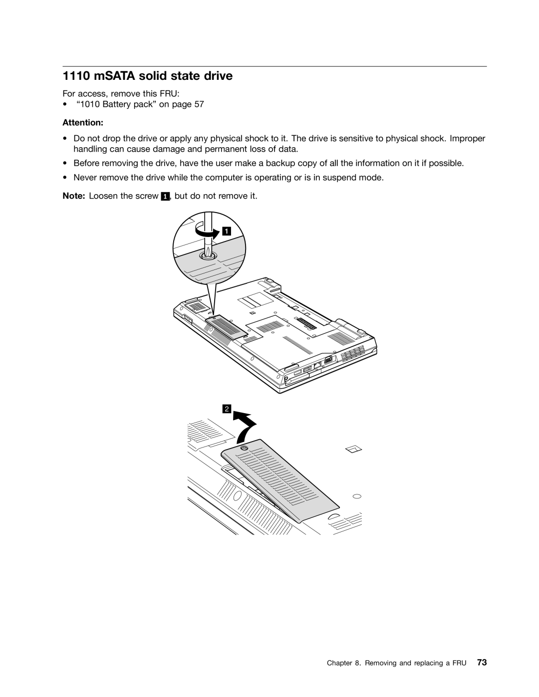 Lenovo L520, L421, L420 manual MSATA solid state drive 