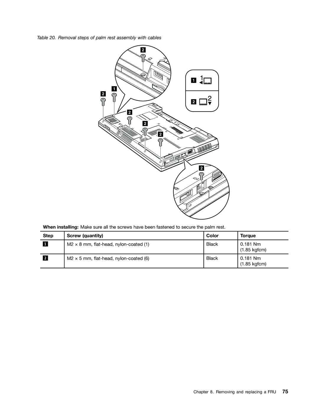 Lenovo L421, L520, L420 manual Removal steps of palm rest assembly with cables 