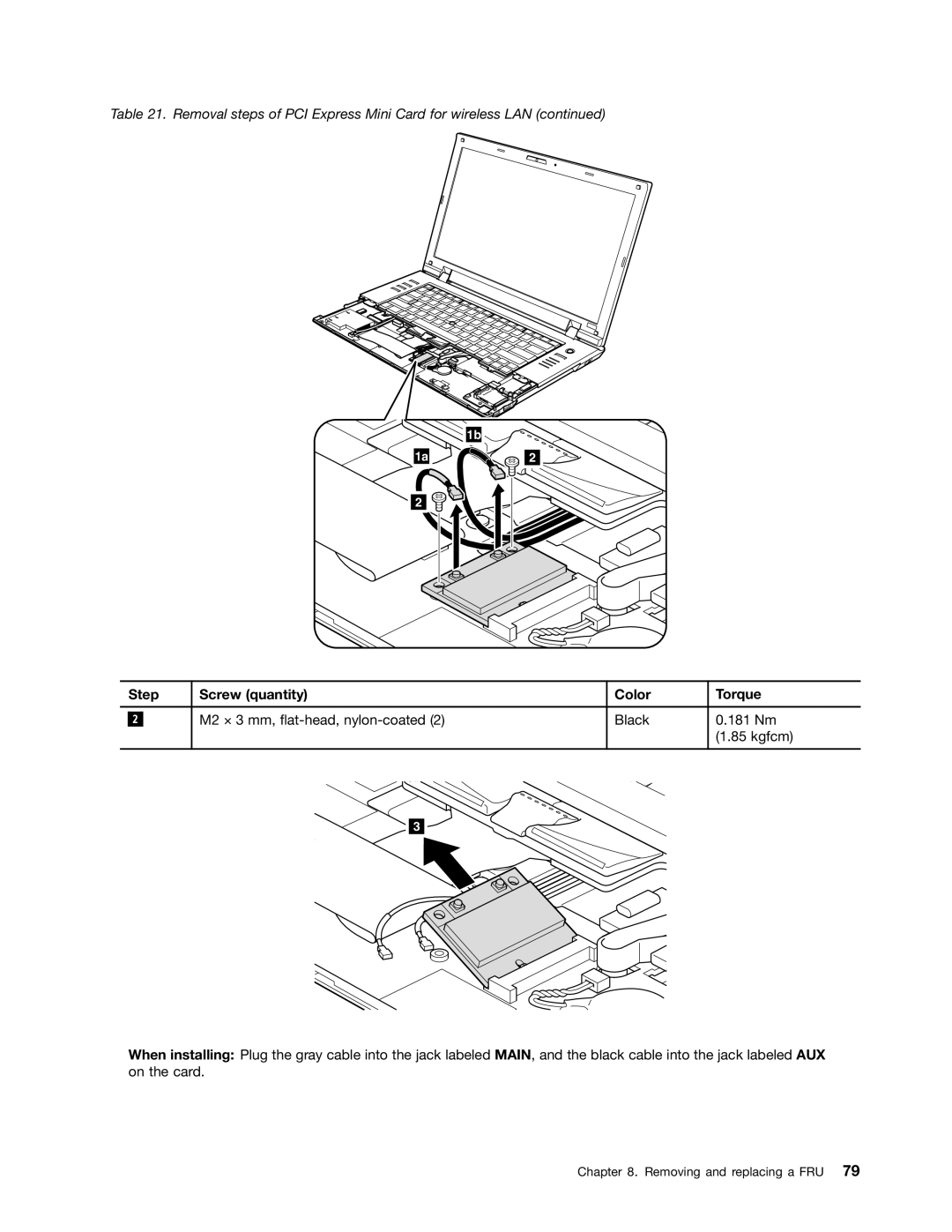 Lenovo L520, L421, L420 manual Step Screw quantity Color Torque 