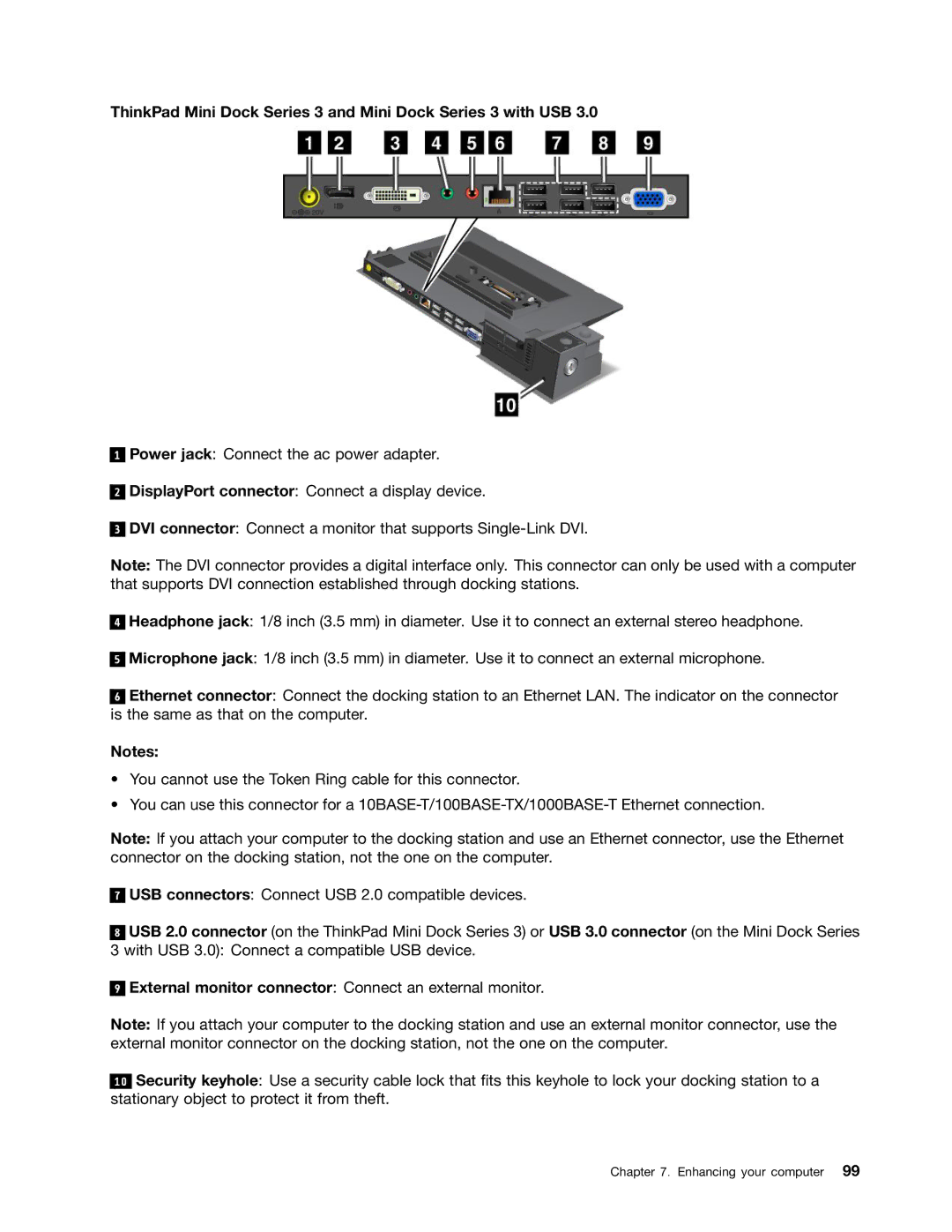 Lenovo L530, L430, 24684XU manual ThinkPad Mini Dock Series 3 and Mini Dock Series 3 with USB 