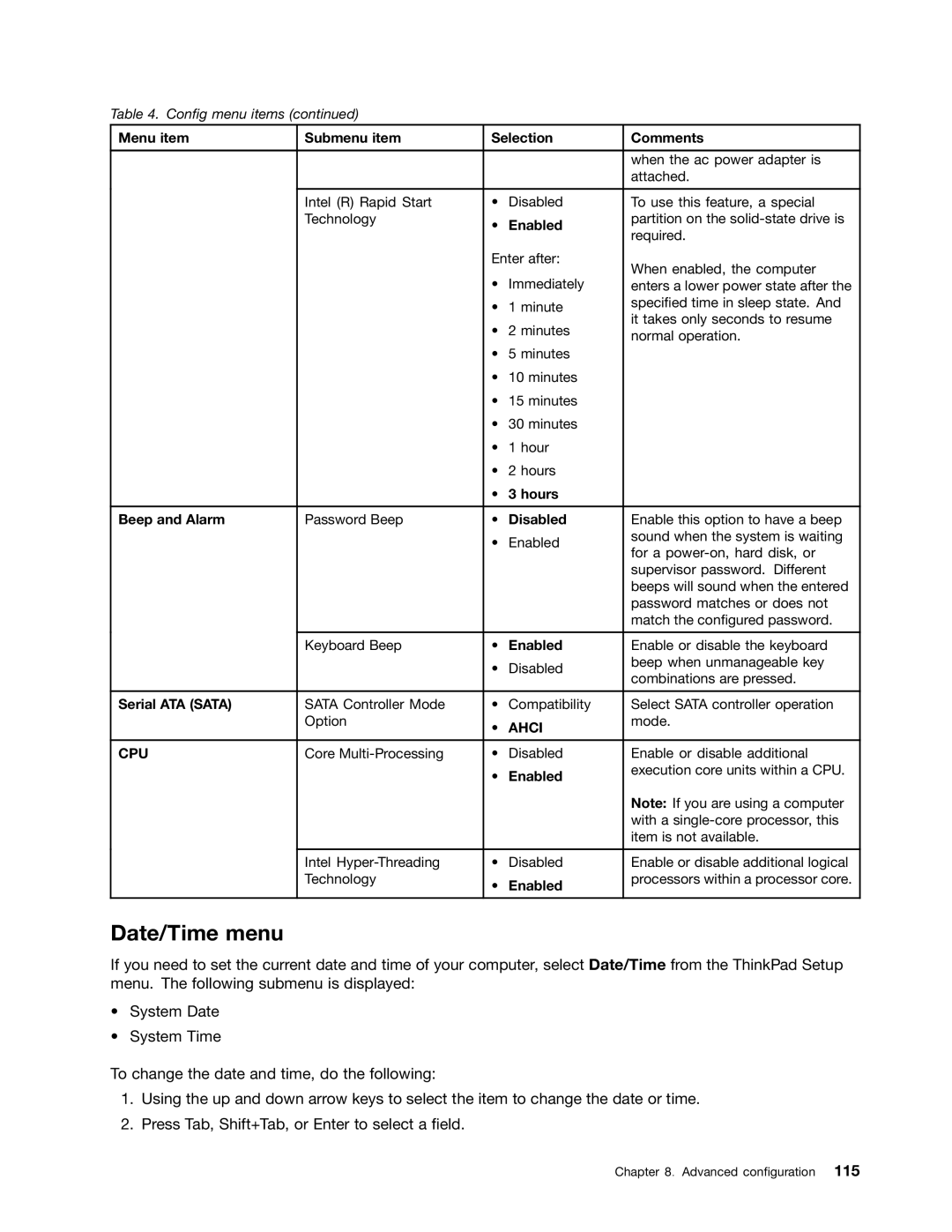 Lenovo 24684XU, L430, L530 manual Date/Time menu, Cpu 