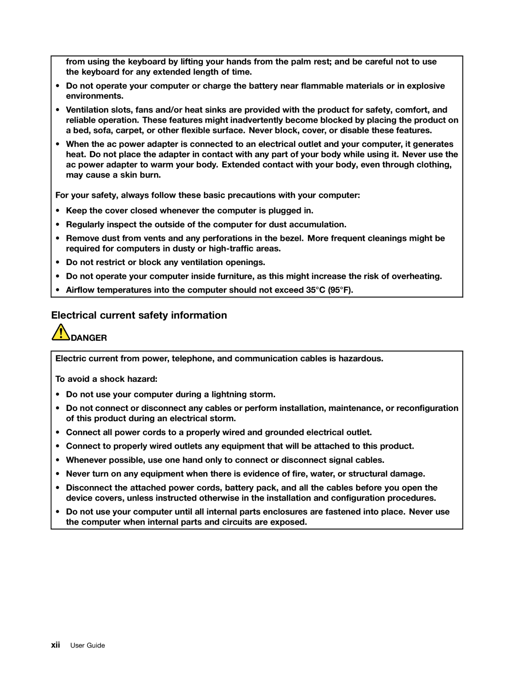 Lenovo 24684XU, L430, L530 manual Electrical current safety information 