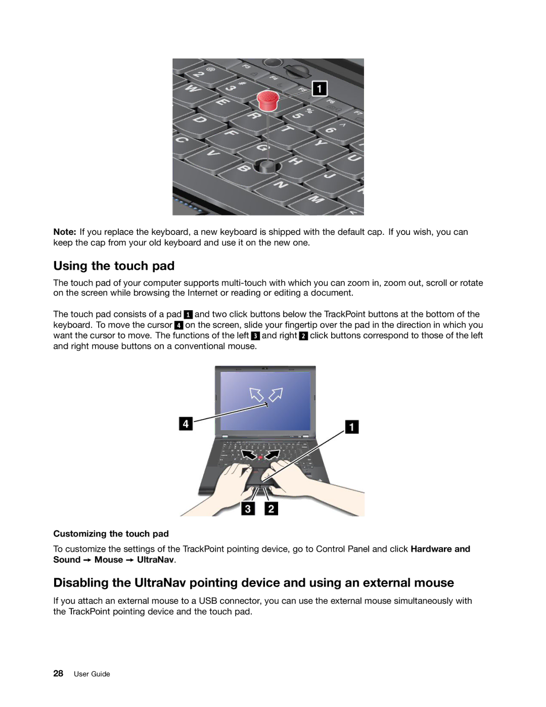 Lenovo 24684XU, L430, L530 manual Using the touch pad, Customizing the touch pad 