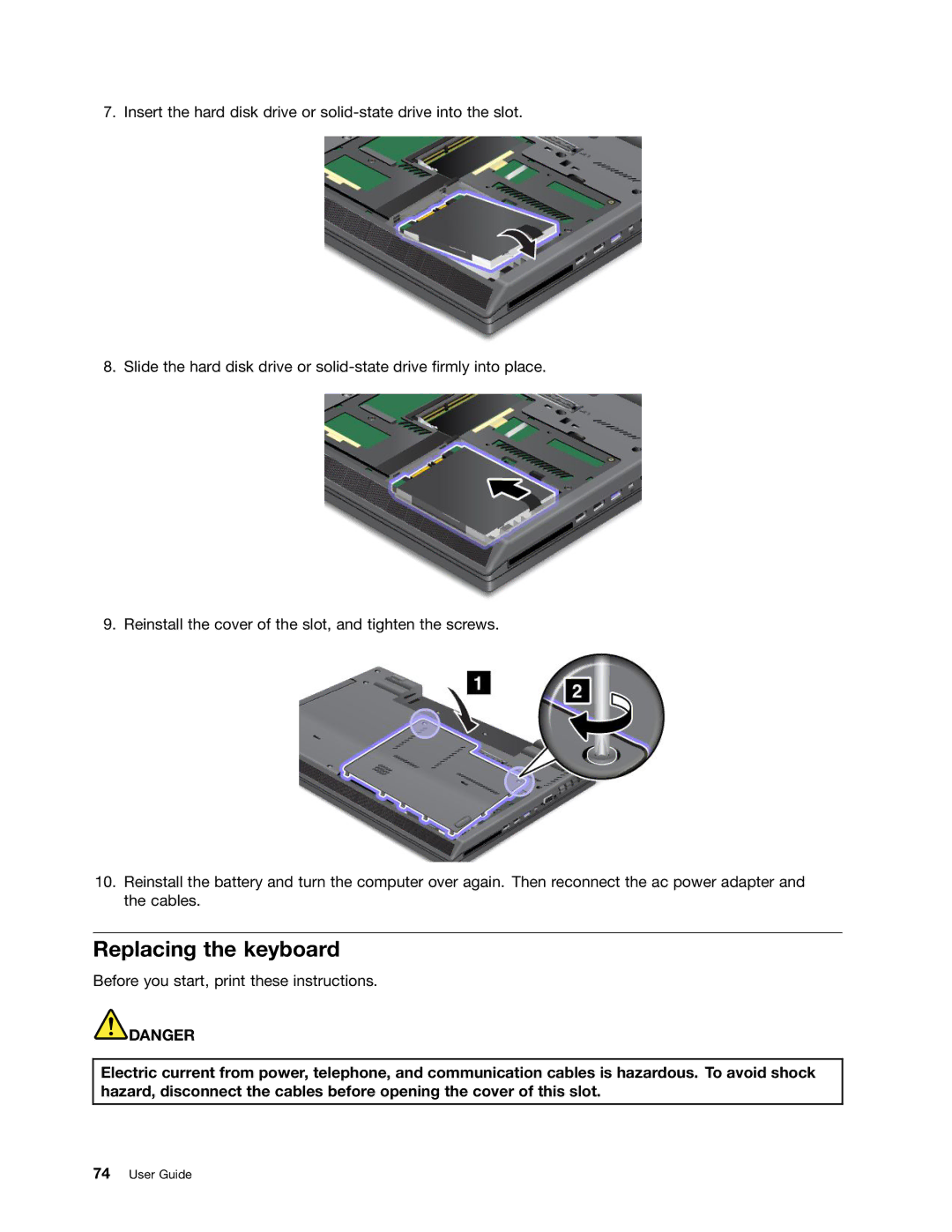 Lenovo L430, L530, 24684XU manual Replacing the keyboard 