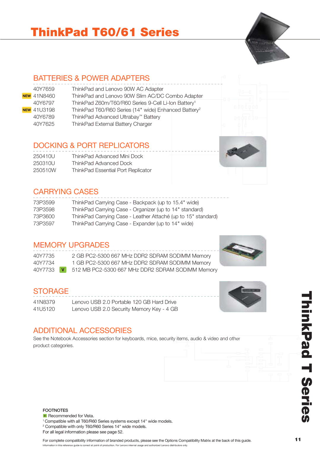 Lenovo Laptop Computer manual ThinkPad T Series, ThinkPad T60/61 Series 