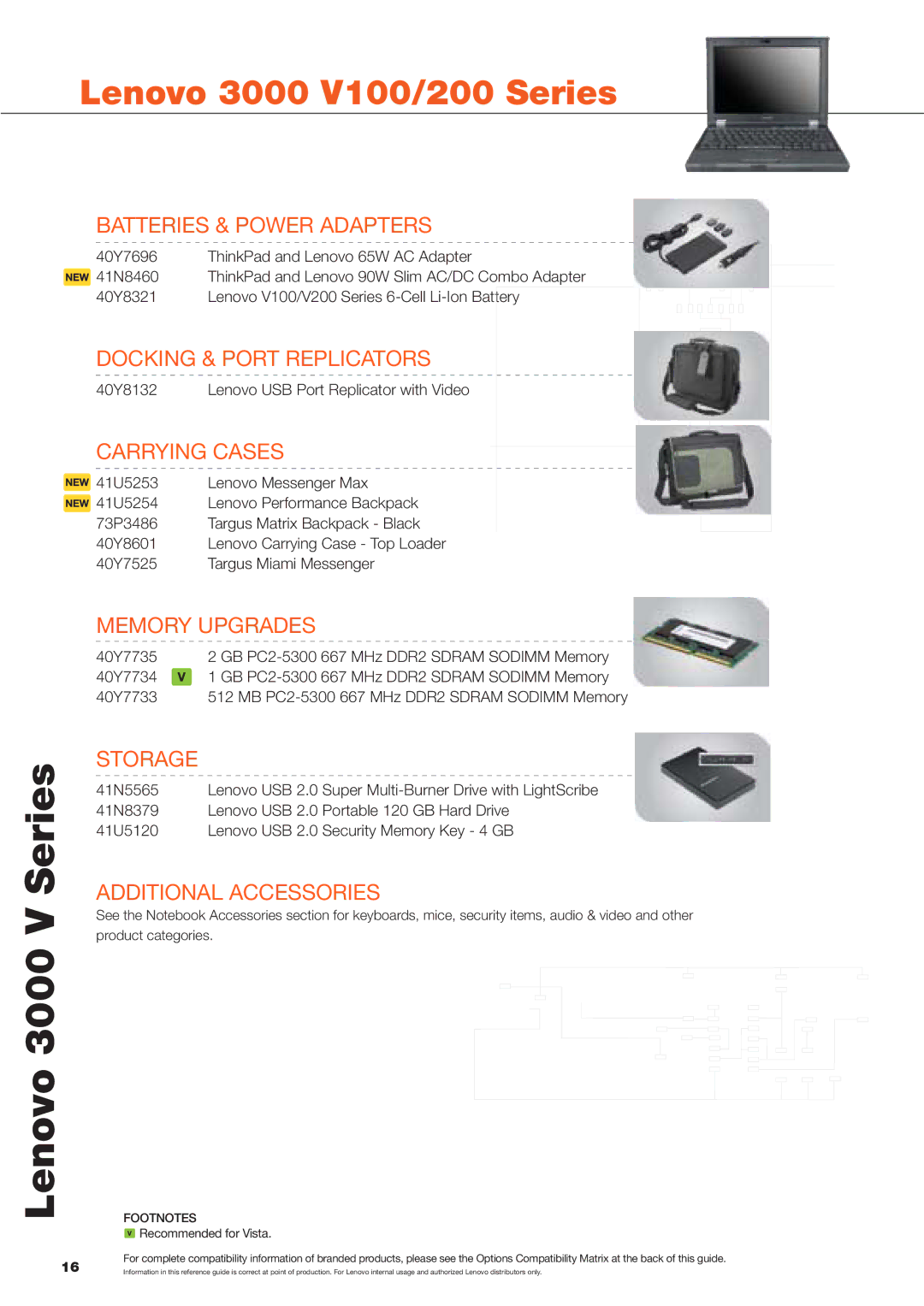 Lenovo Laptop Computer manual Lenovo 3000 V Series, Lenovo 3000 V100/200 Series 