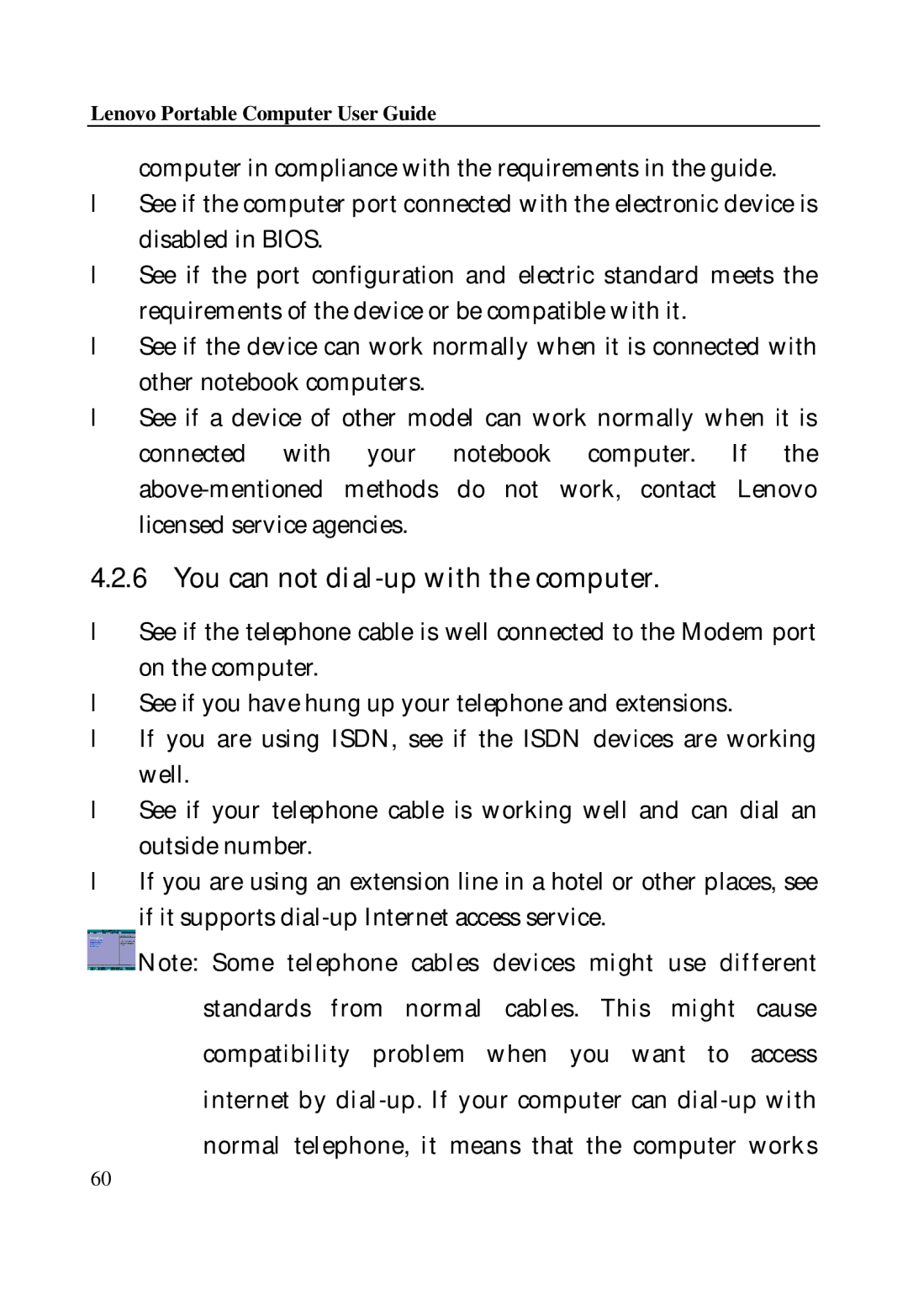 Lenovo Laptop manual You can not dial-up with the computer 
