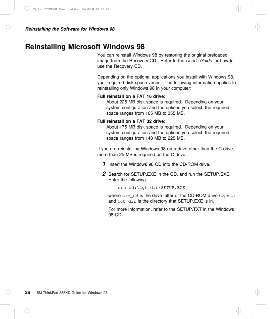 Lenovo LEU manual Reinstalling Microsoft Windows, Full, Drive 