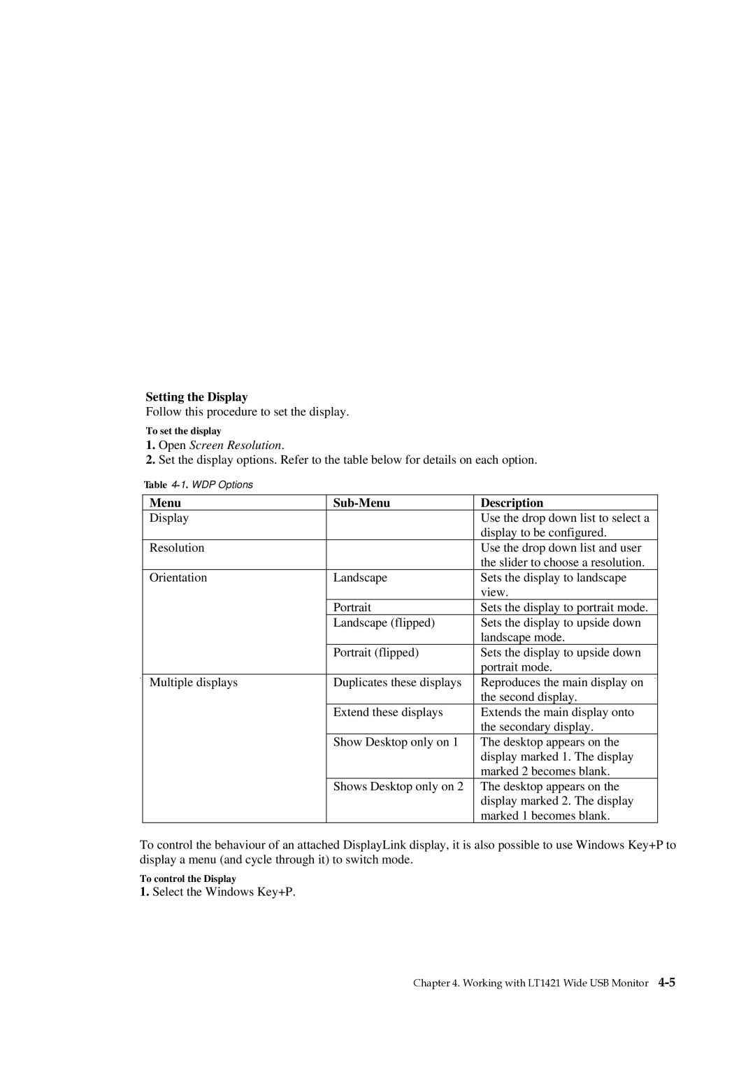 Lenovo 1452DS6, LT1421 manual Setting the Display 