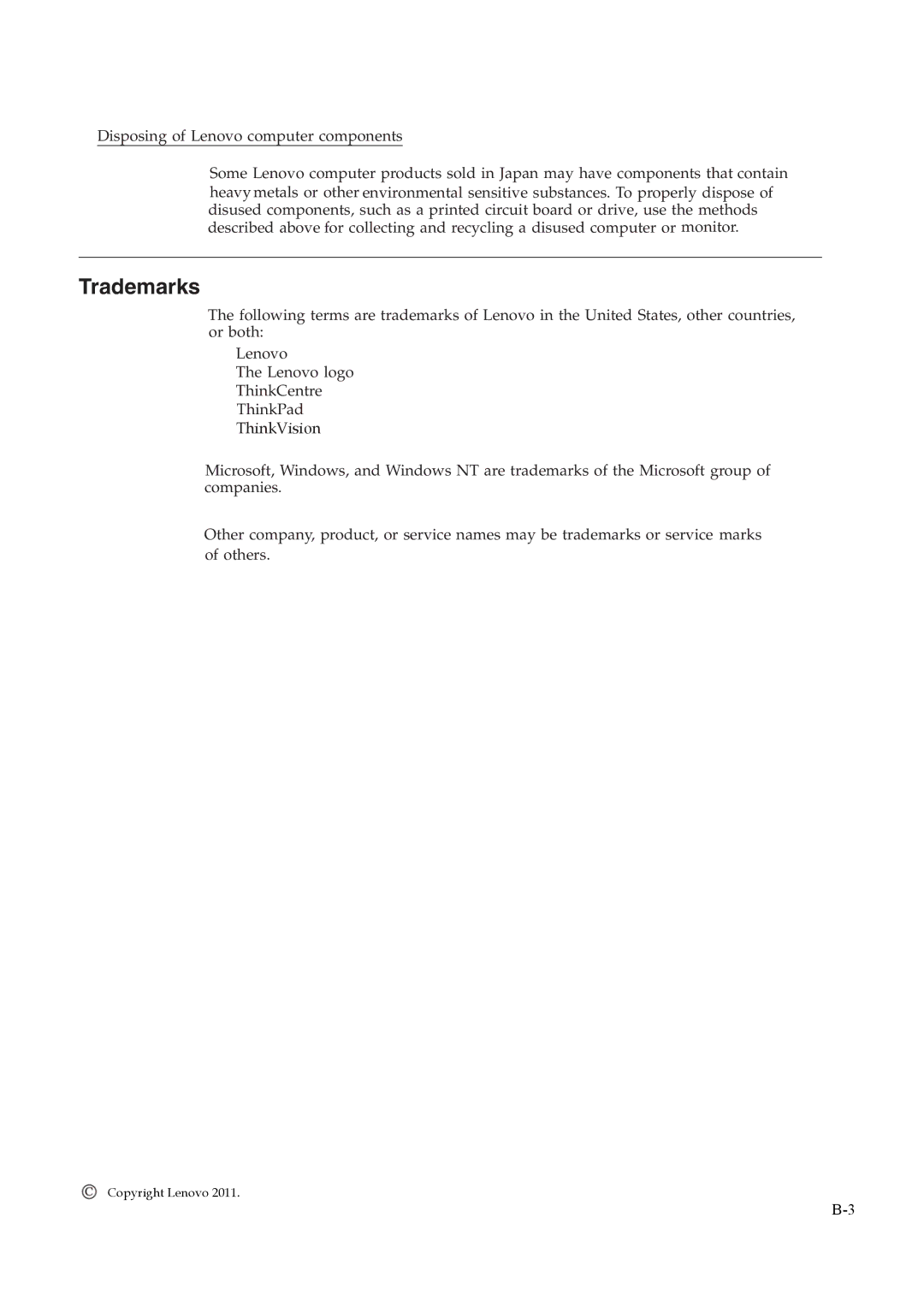 Lenovo LT1952p manual Trademarks 