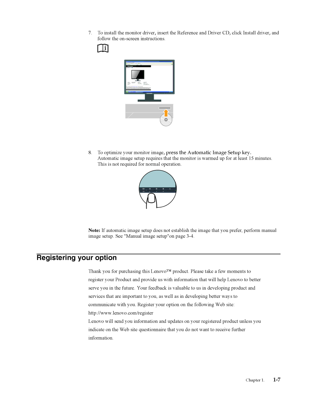 Lenovo LT1953 manual Registering your option 