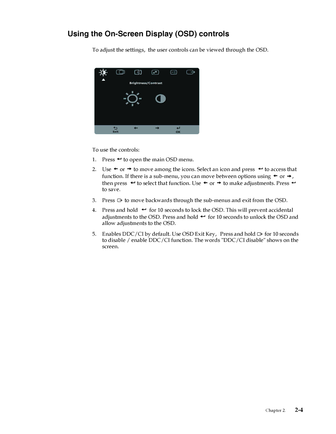 Lenovo LT1953 manual Using the On-Screen Display OSD controls 