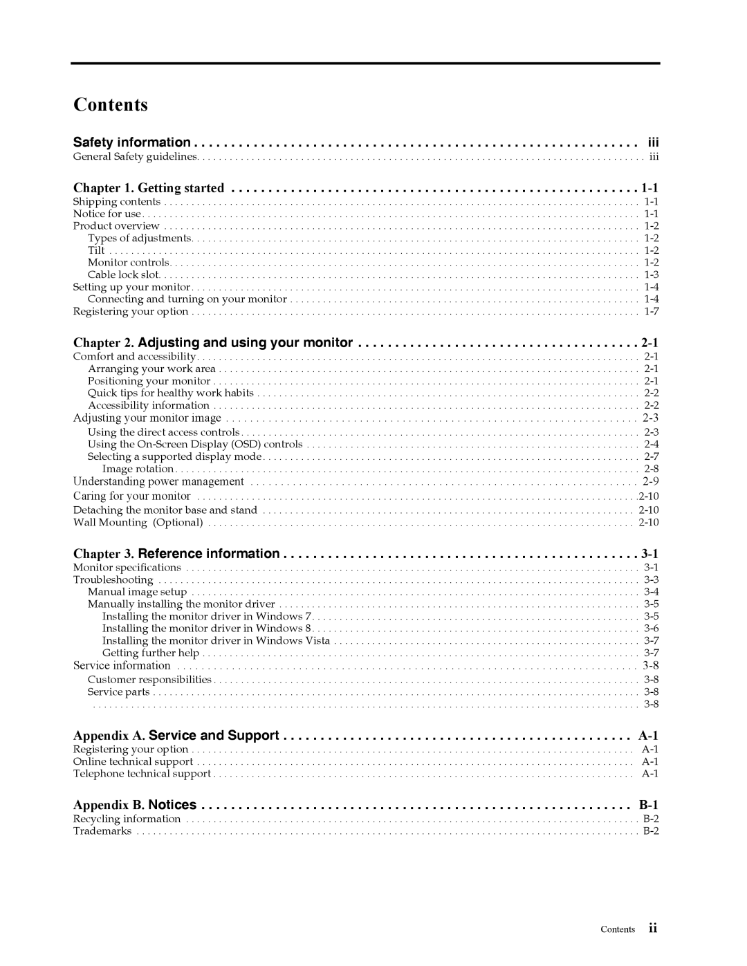 Lenovo LT1953 manual Contents 