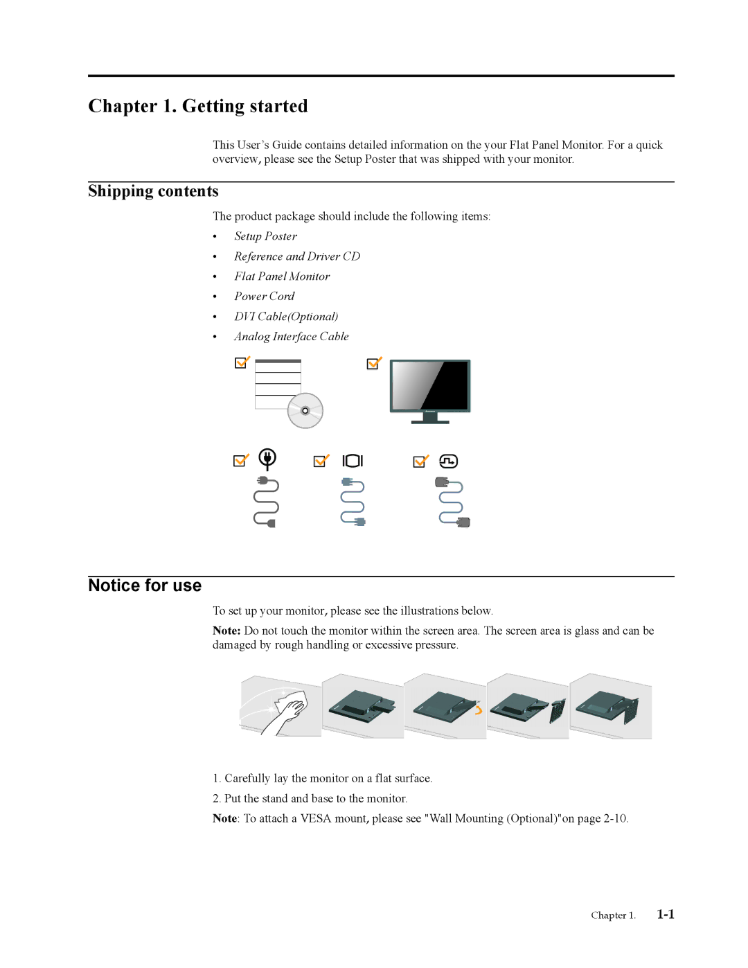 Lenovo LT1953 manual Getting started, Shipping contents 