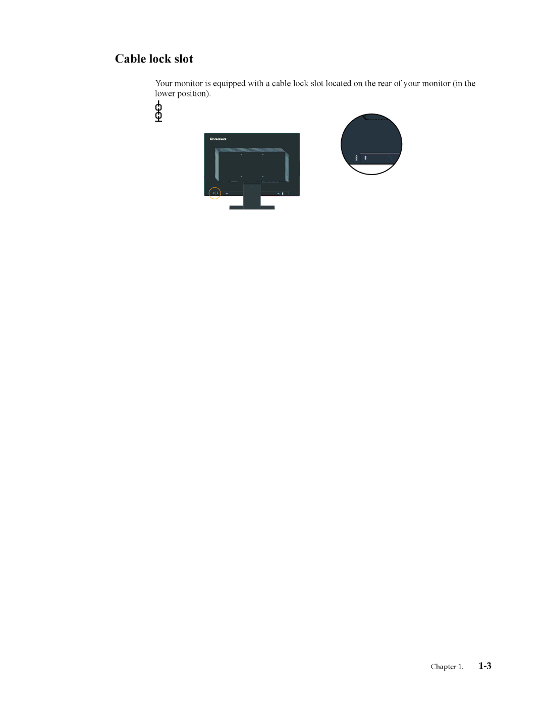 Lenovo LT1953 manual Cable lock slot 