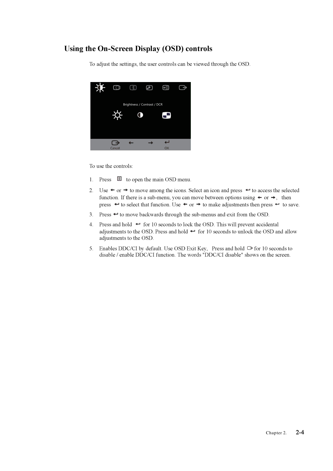 Lenovo LT3053P manual Using the On-Screen Display OSD controls 