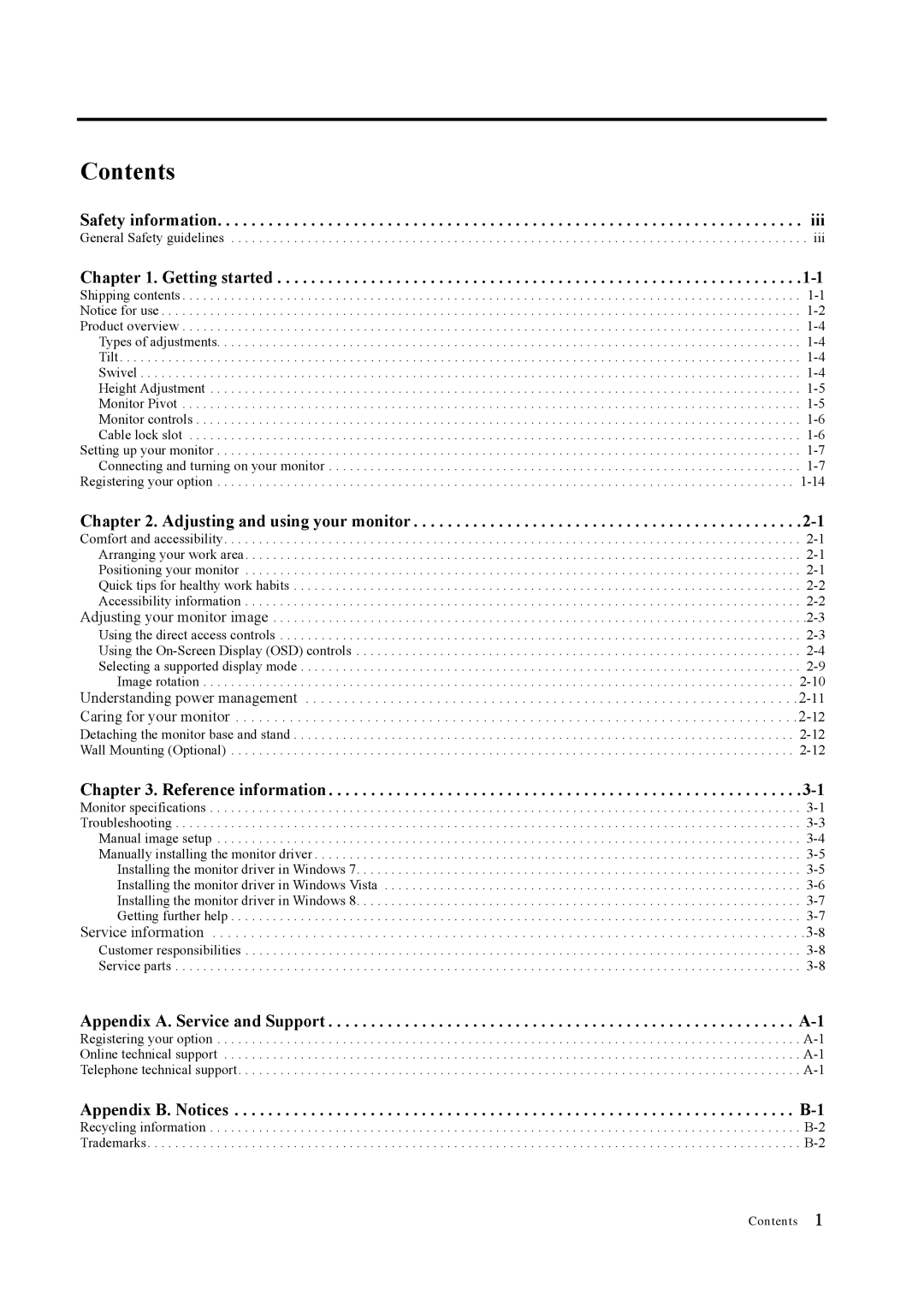 Lenovo LT3053P manual Contents 