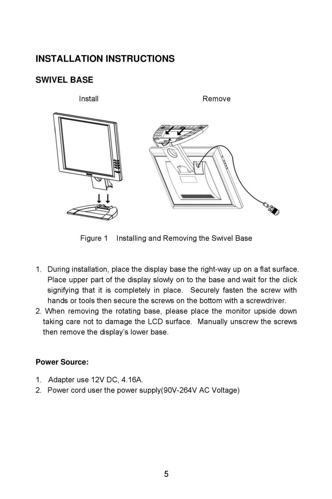 Lenovo LXH-GJ17L3 installation instructions Installation Instructions, Power Source 