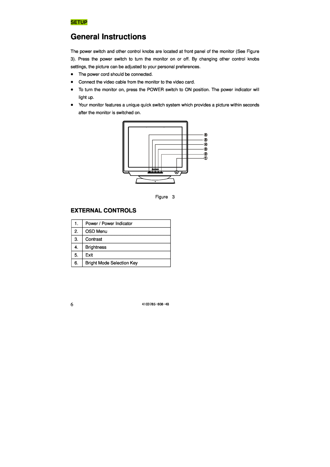 Lenovo LXH-GJ769F4 appendix General Instructions, External Controls, Setup 
