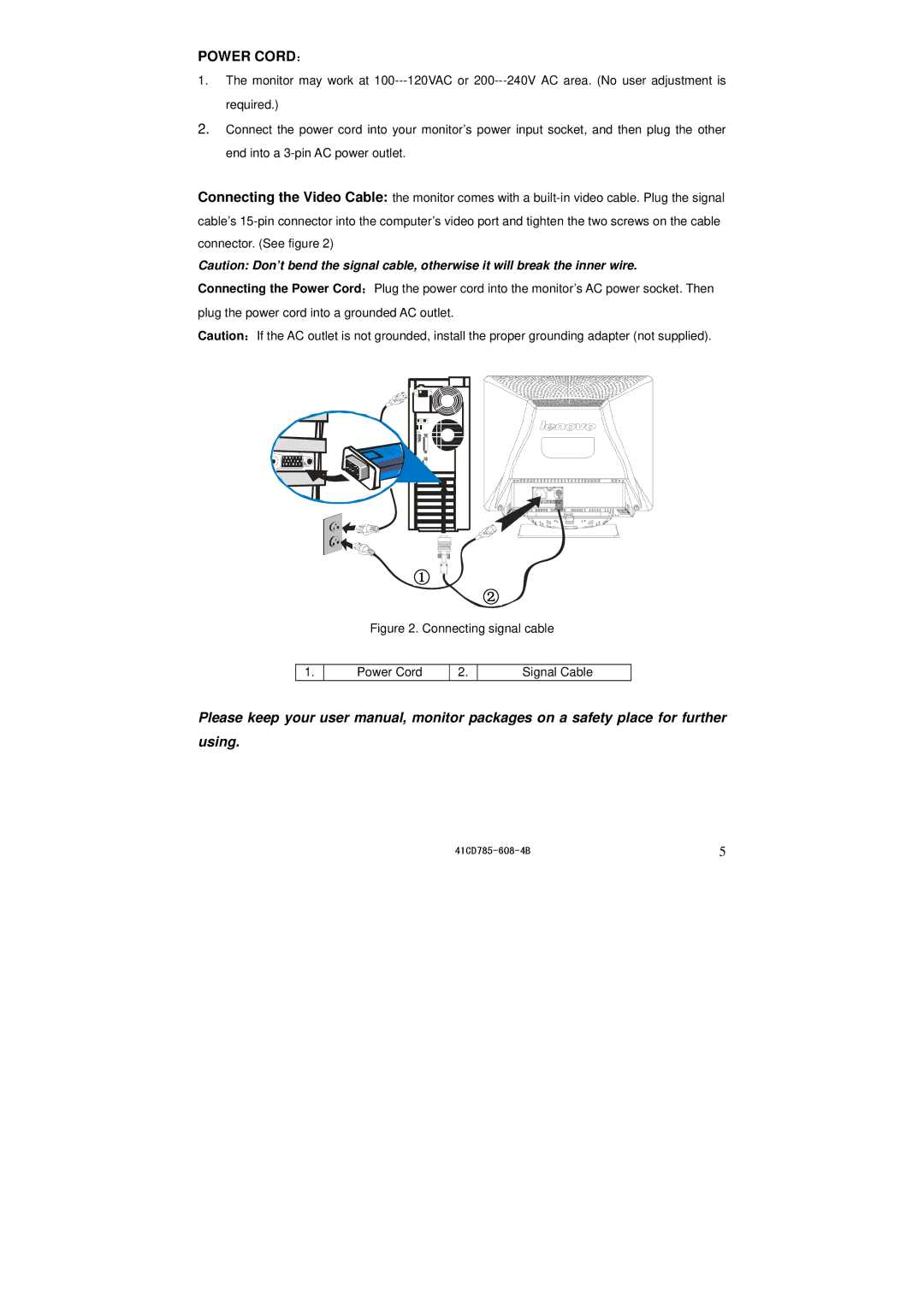 Lenovo LXH-GJ769F4 appendix Power CORD： 