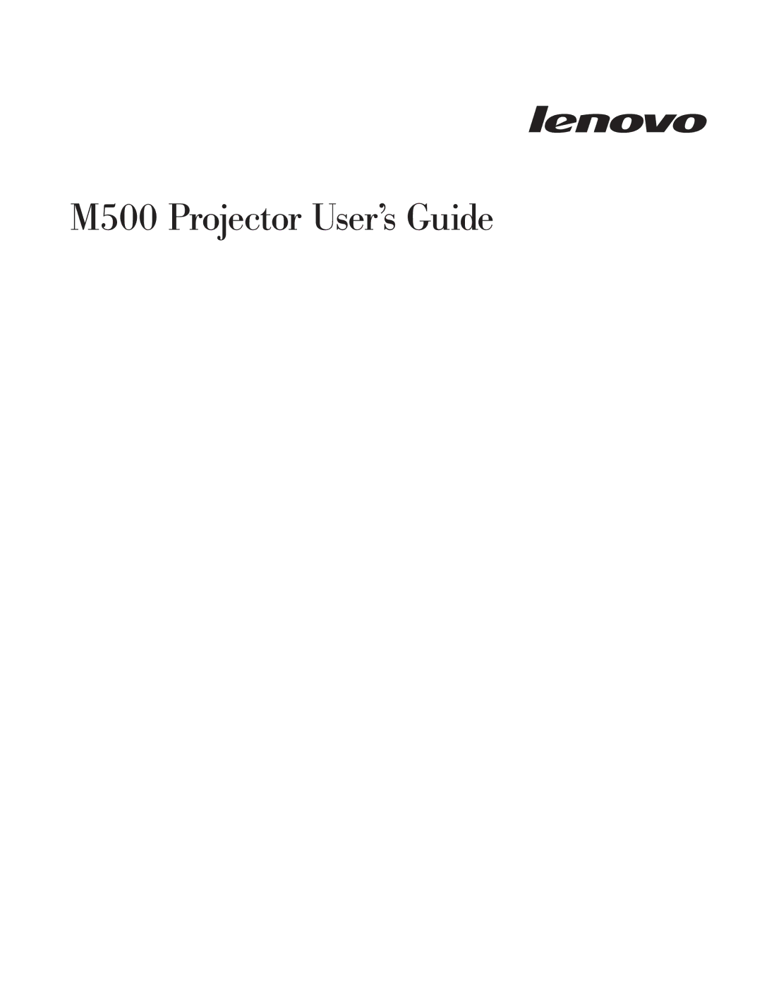 Lenovo manual M500 Projector User’s Guide 