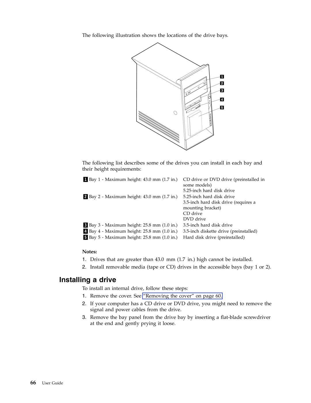 Lenovo M50e Series, A50 manual Installing a drive, To install an internal drive, follow these steps 