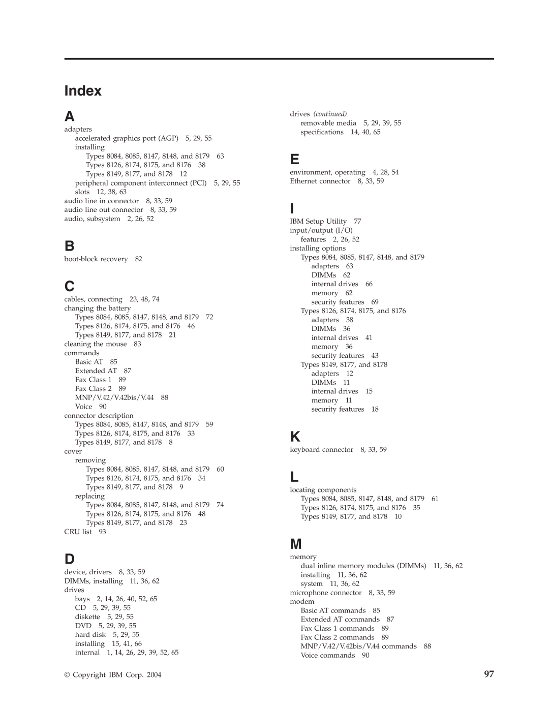 Lenovo A50, M50e Series manual Index, Drives 