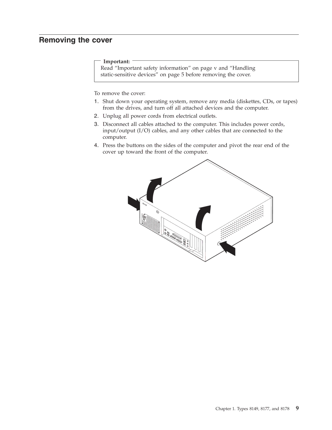 Lenovo A50, M50e Series manual Removing the cover 