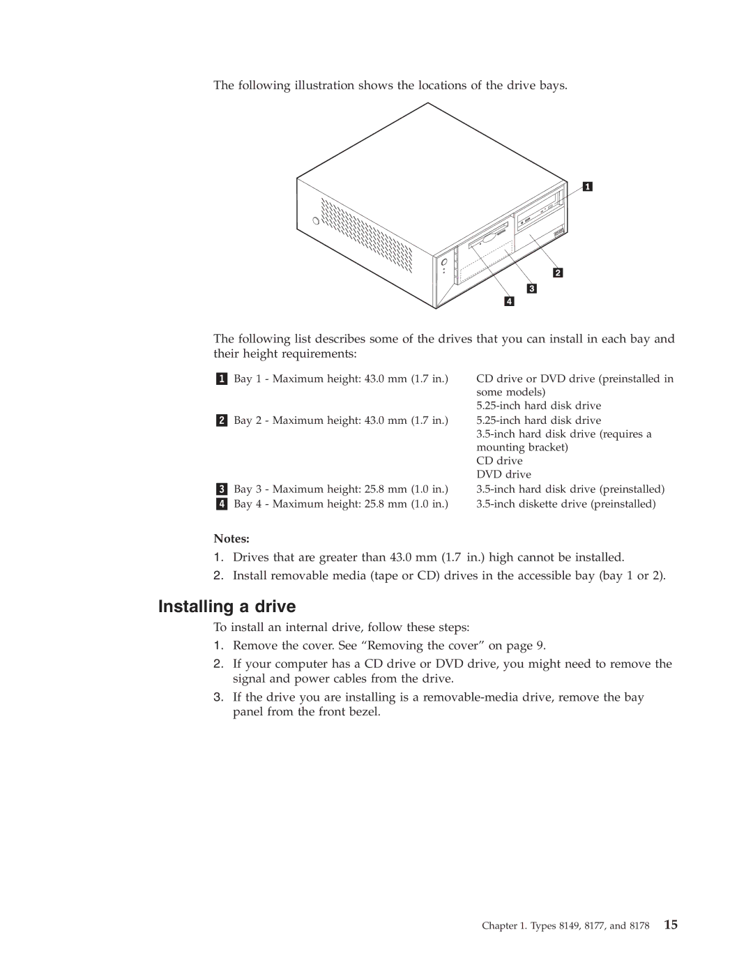 Lenovo A50, M50e Series manual Installing a drive 