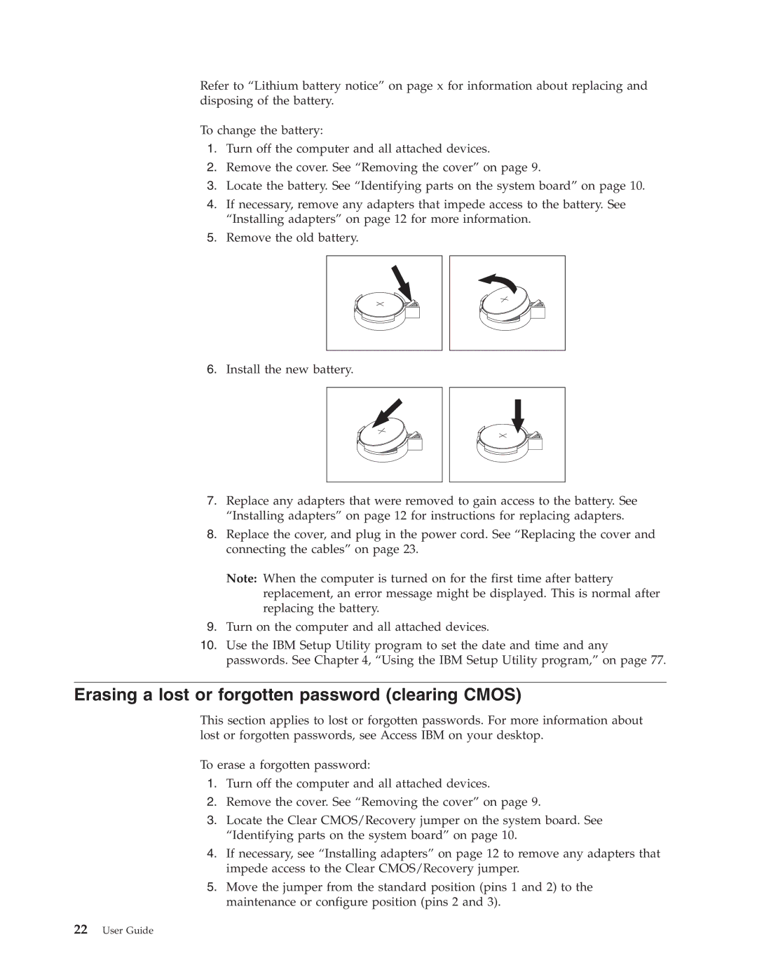 Lenovo M50e Series, A50 manual Erasing a lost or forgotten password clearing Cmos 