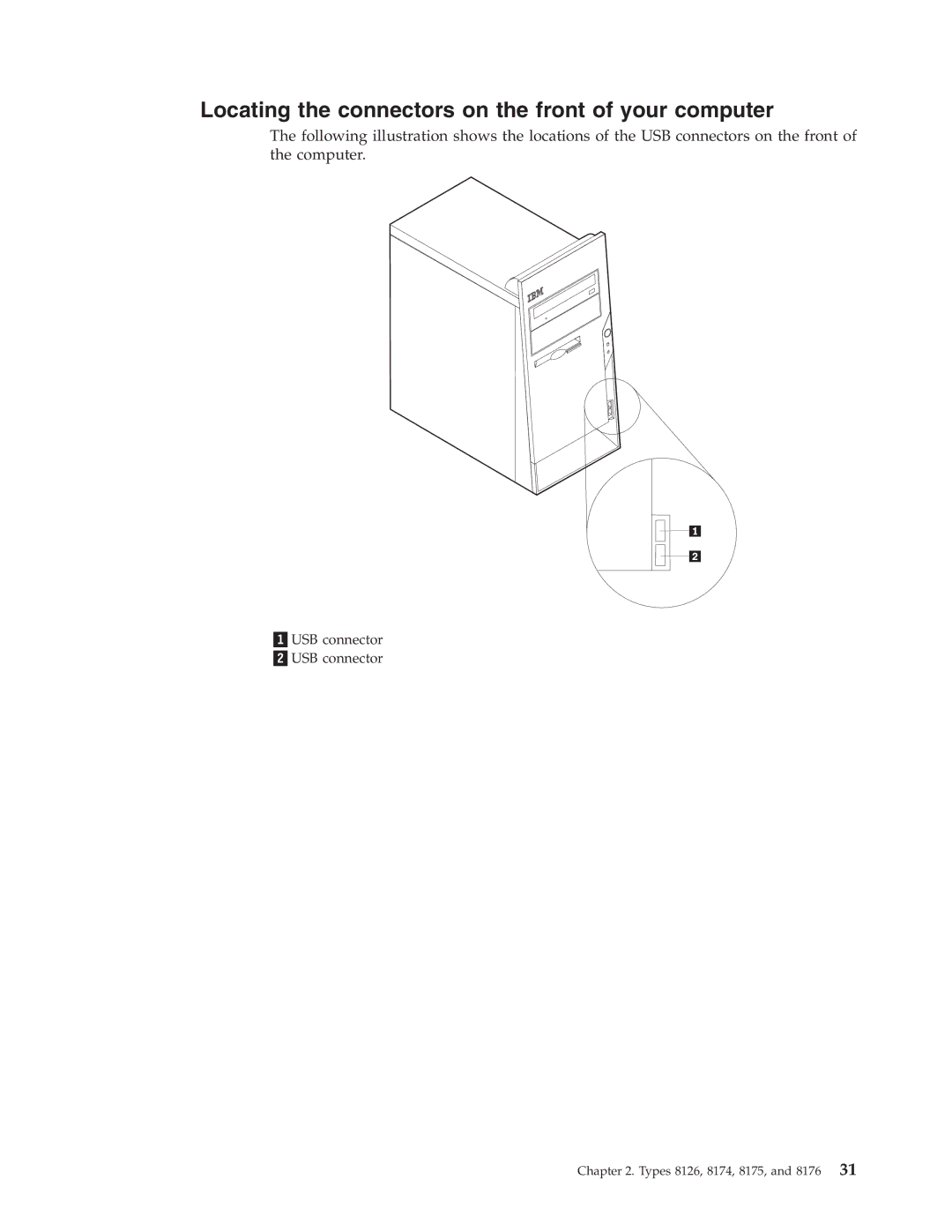 Lenovo A50, M50e Series manual Locating the connectors on the front of your computer 