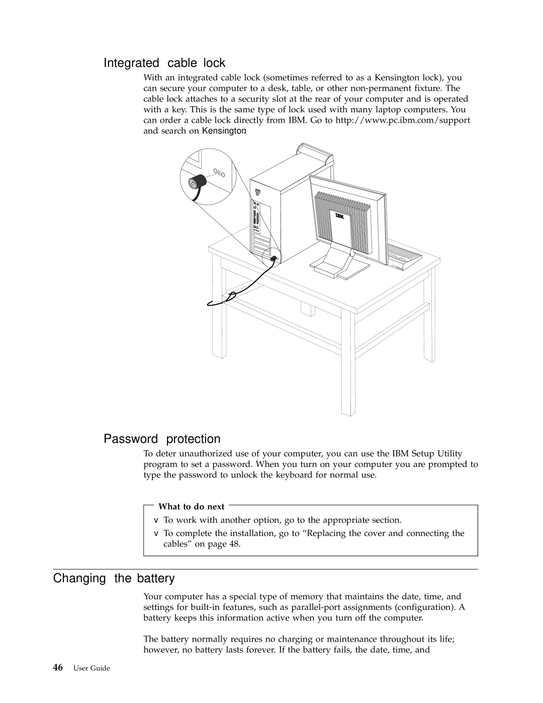 Lenovo M50e Series, A50 manual Integrated cable lock Password protection 