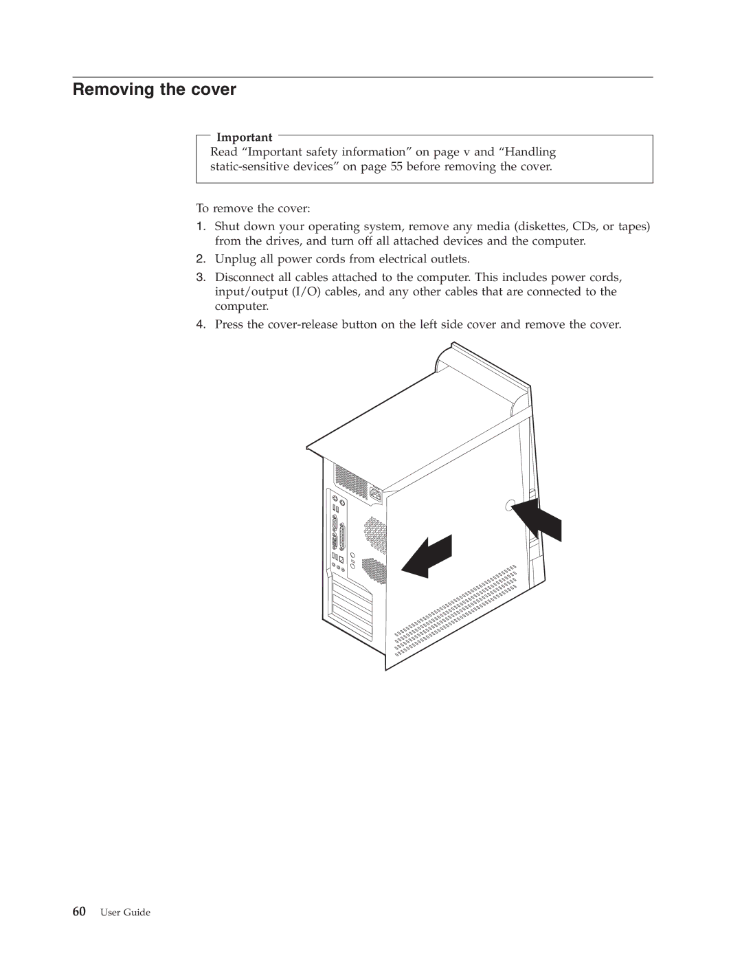 Lenovo M50e Series, A50 manual Removing the cover 