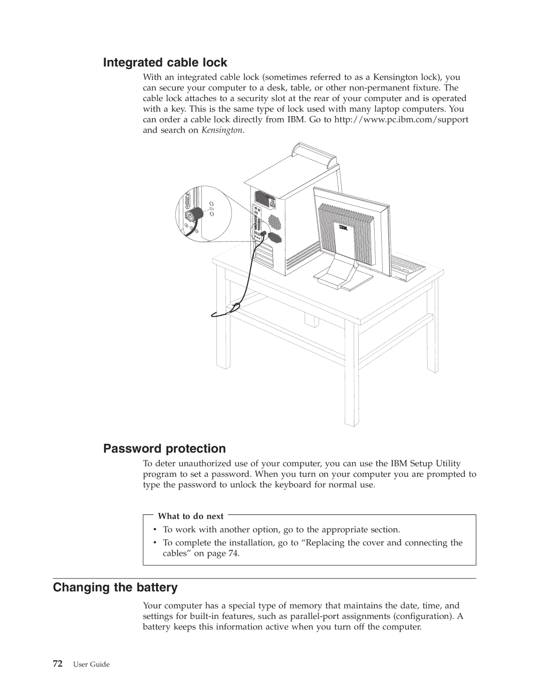 Lenovo M50e Series, A50 manual Integrated cable lock Password protection 