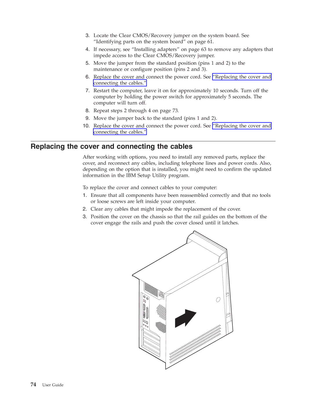 Lenovo M50e Series, A50 manual Replacing the cover and connecting the cables 