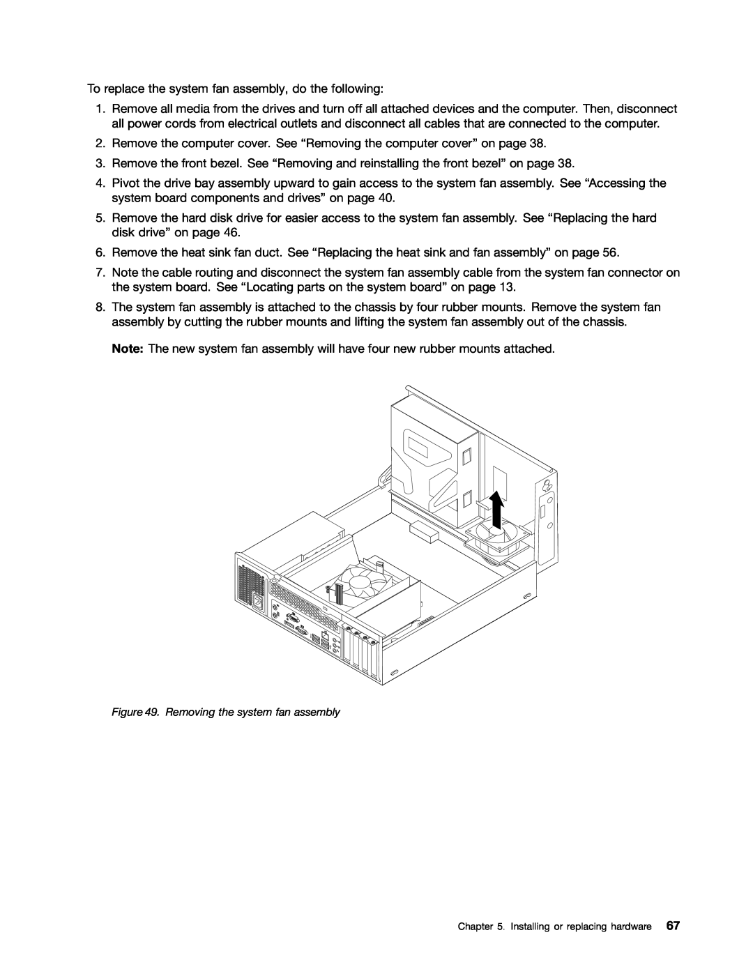 Lenovo M73 manual Removing the system fan assembly 