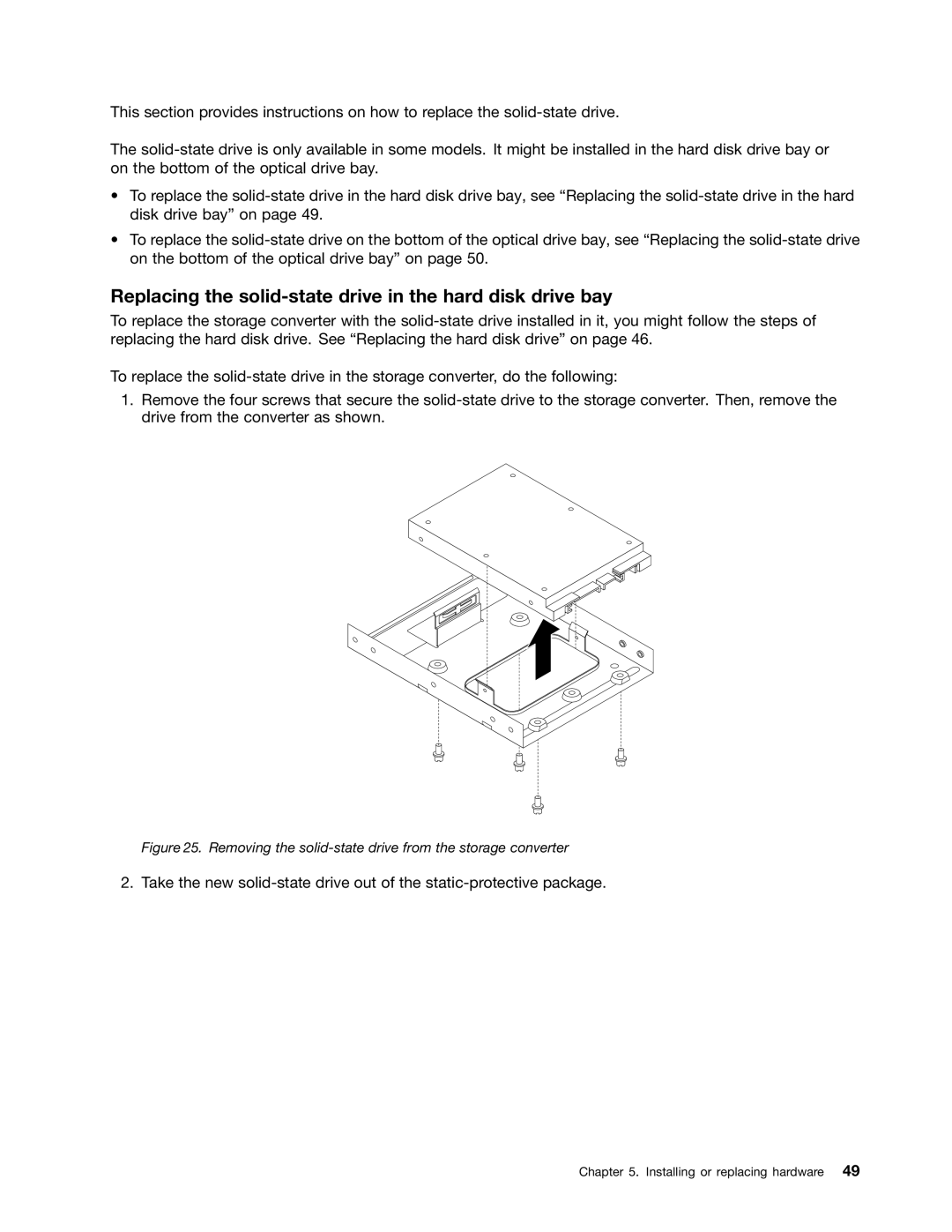 Lenovo M73 manual Replacing the solid-state drive in the hard disk drive bay 